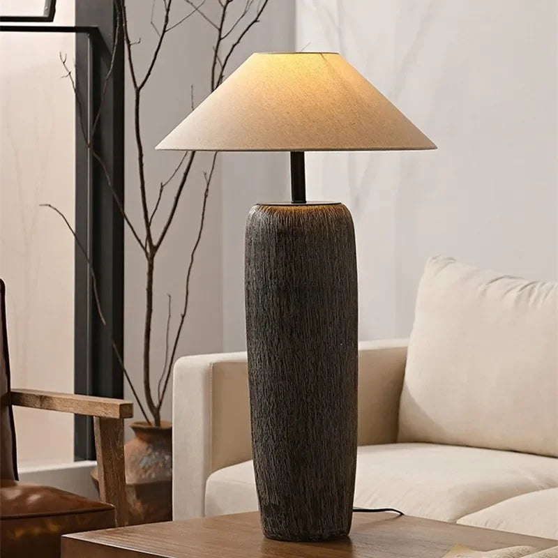Lampe Japonaise en Céramique Artisanale, Lumière Zen Élégante