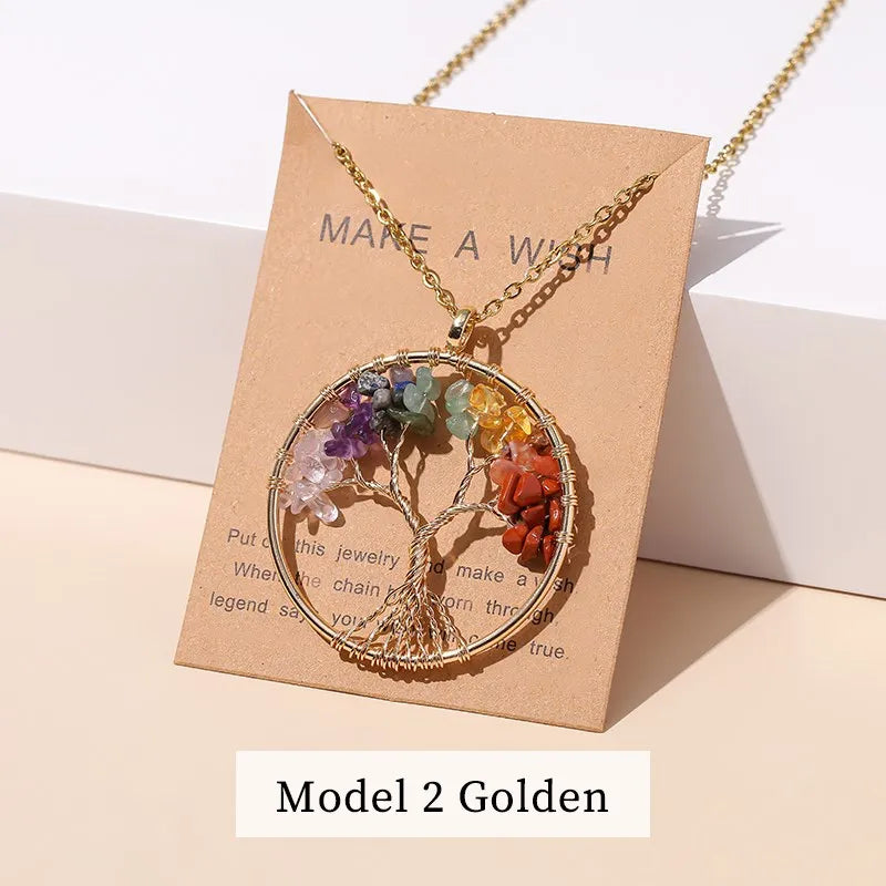 Collier Arbre de Vie en Pierres Naturelles