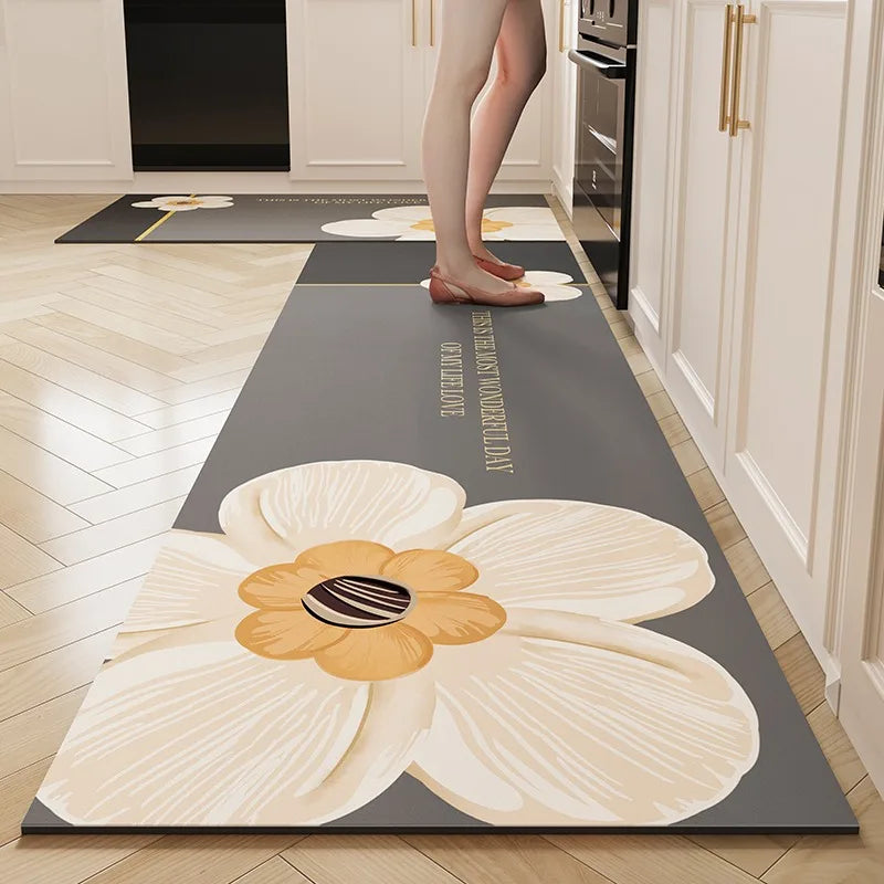 Tapis de Cuisine Japonais en Cuir PVC | Protection Fonctionnelle & Élégance Graphique