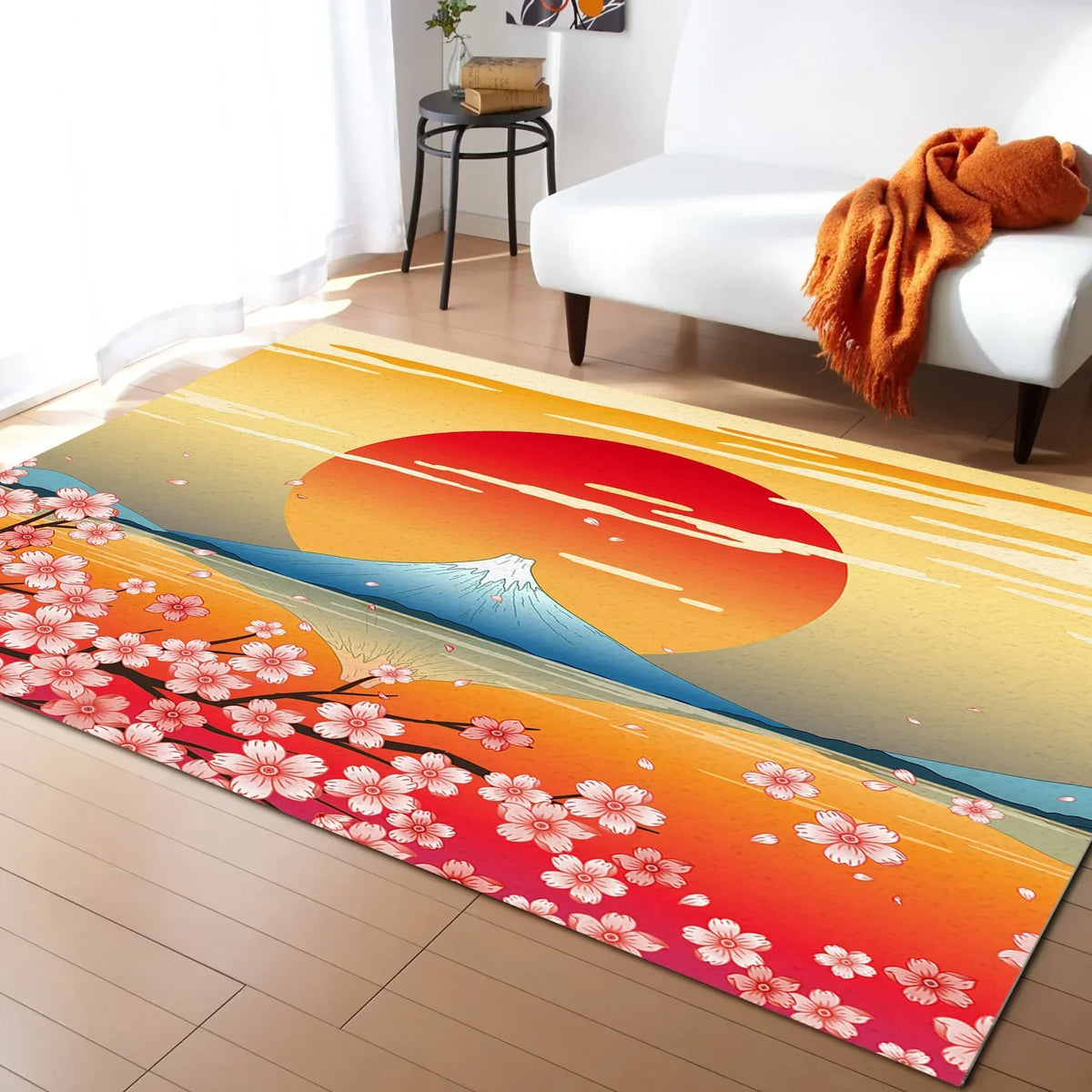 Tapis Japonais Sakura en Velours Cristal Antidérapant