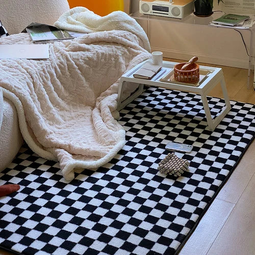 Tapis Japonais Damier | Élégance Géométrique & Confort Minimaliste