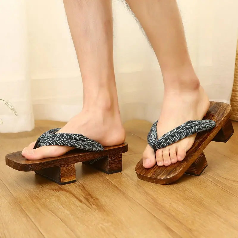 Geta Japonaise Style Oriental en Bois & Tissu