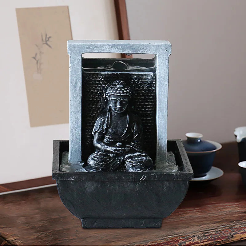 Fontaine Japonaise Zen d’Intérieur en Résine avec Pompe Silencieuse