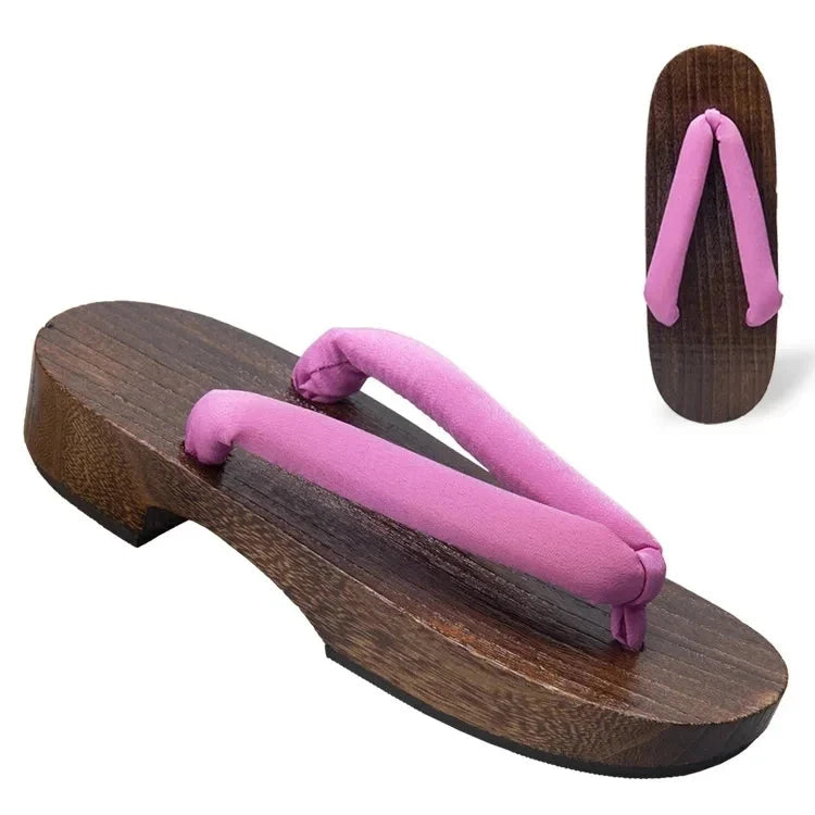 Geta Japonais d’Été Femme en Bois Naturel & Coton