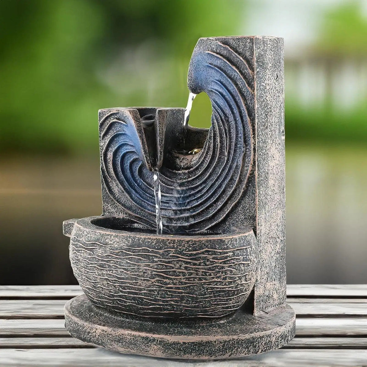 Fontaine à Eau Décorative d’Intérieur Boule en Résine Sculptée
