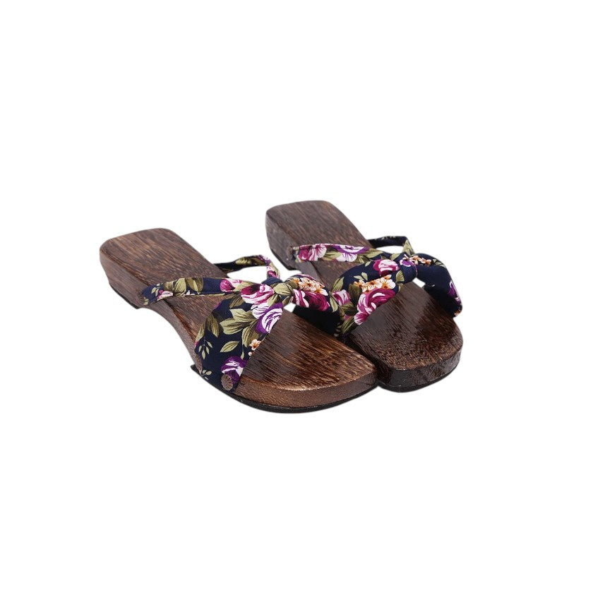 Sabot Geta Stylé en Bois Naturel & Caoutchouc