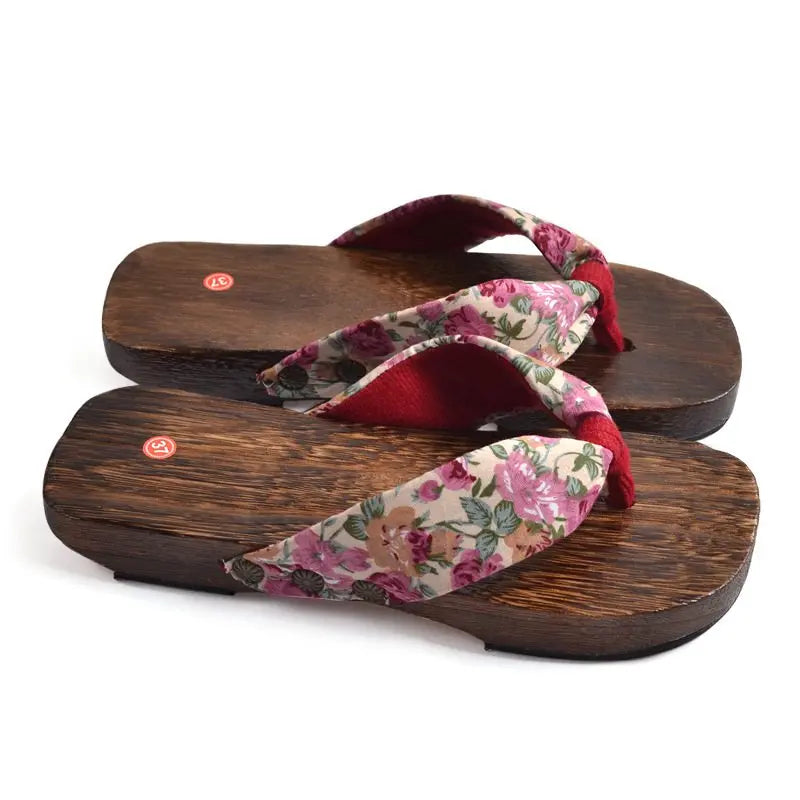 Sandales Geta Japonaises Femme en Bois Naturel