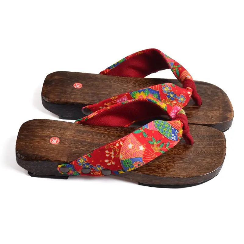 Sandales Geta Japonaises Femme en Bois Naturel