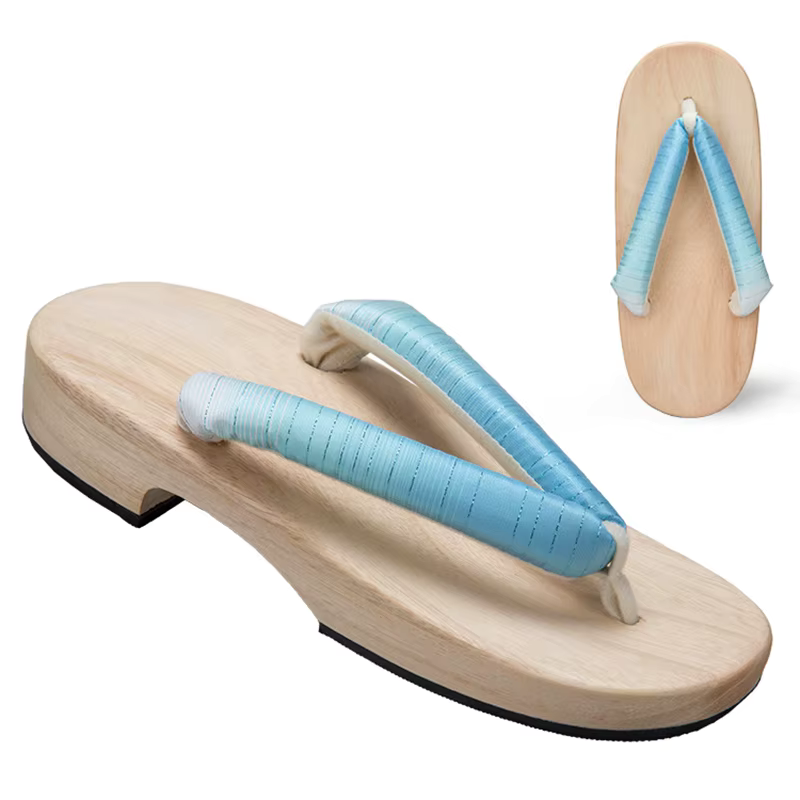 Sandales Geta Dégradées en Bois Naturel & Coton