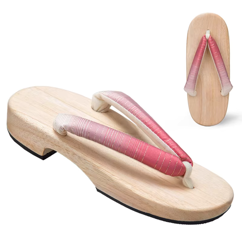 Sandales Geta Dégradées en Bois Naturel & Coton