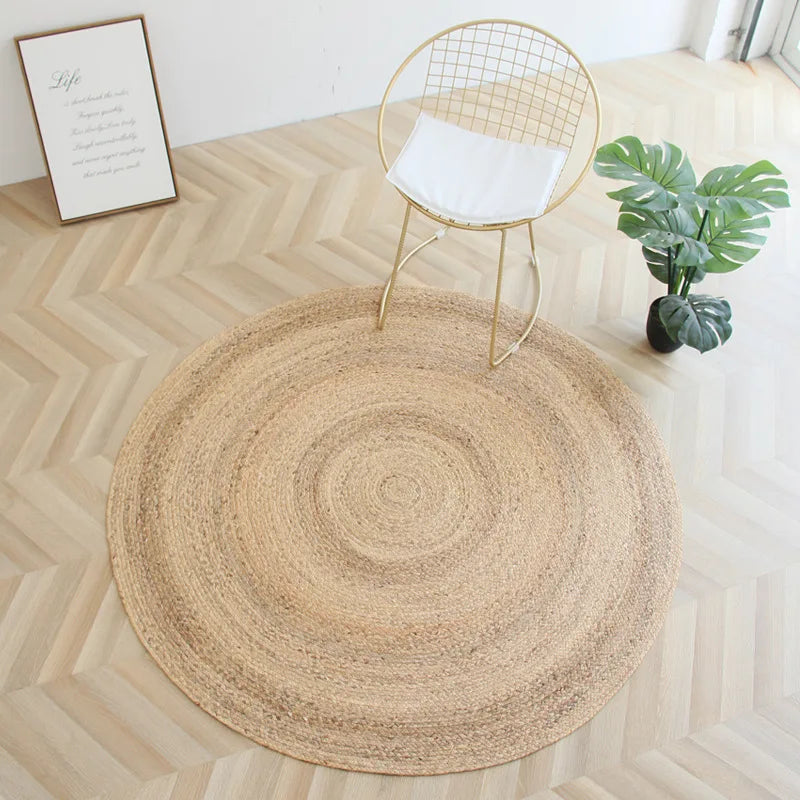 Tapis Rond Japonais en Jute Naturelle