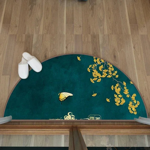 Tapis Japonais Semi-Circulaire Motif Papillon | Accueil Chaleureux & Élégance Traditionnelle