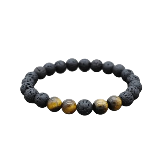 Bracelet Pierre Volcanique – Style Rétro & Unisexe