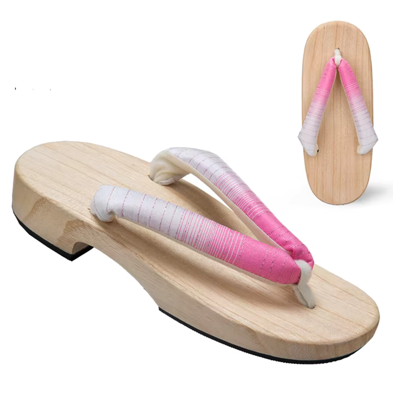 Sandales Geta Dégradées en Bois Naturel & Coton