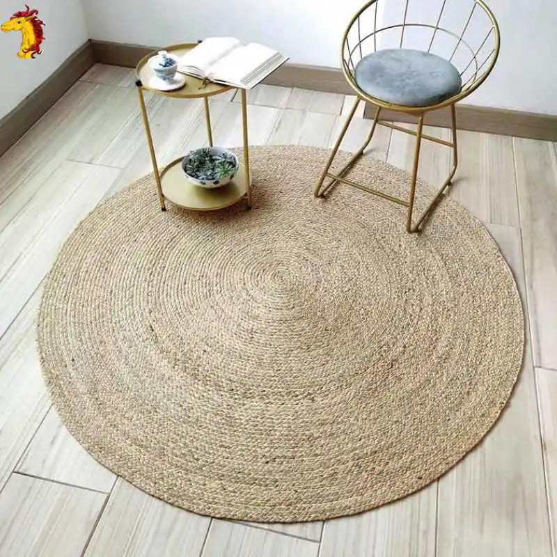 Tapis Rond Japonais en Jute Naturelle