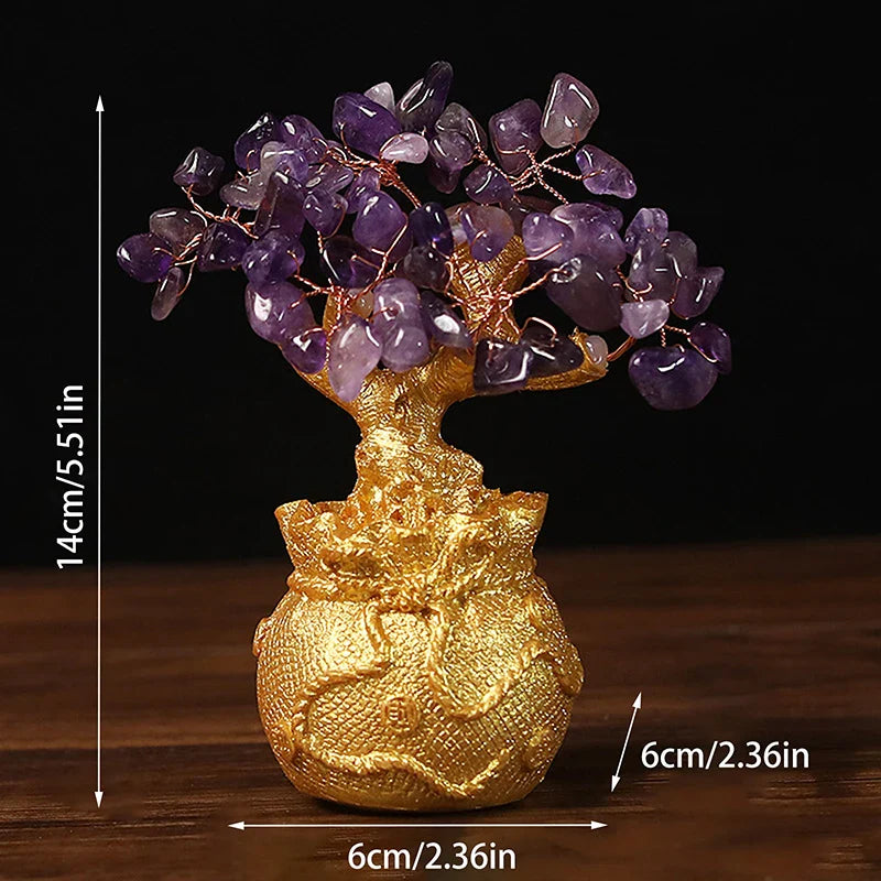 Arbre de Bonheur Feng Shui en Pierre Naturelle (Citrine)