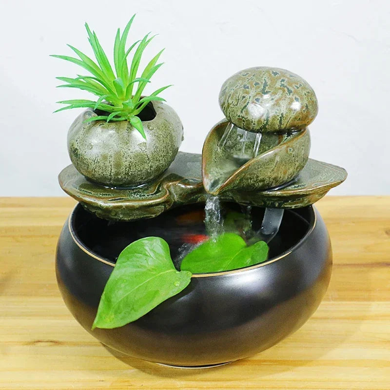 Fontaine Japonaise de Lotus en Résine