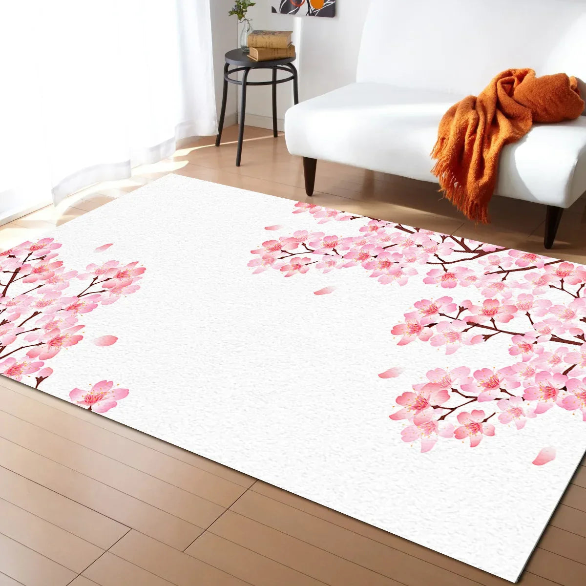 Tapis Japonais Sakura en Velours Cristal Antidérapant