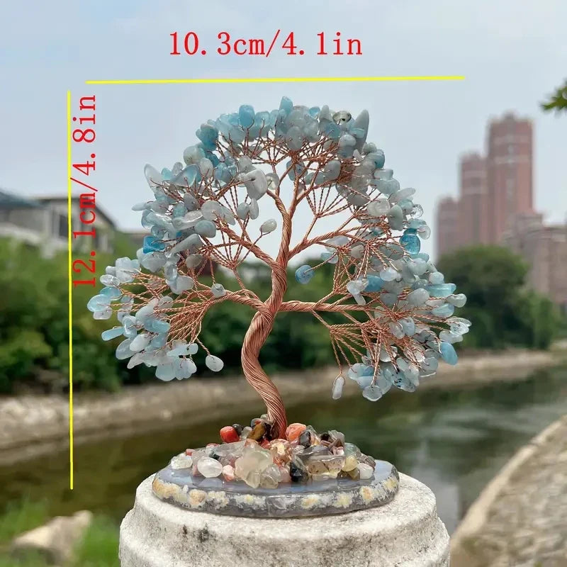 Arbre de Vie en Aigue-Marine décoratif