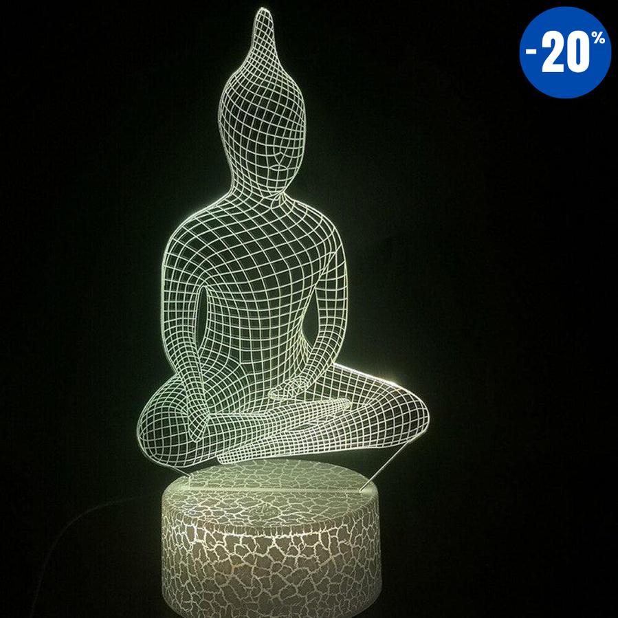 Superbe Lampe Bouddha Hologramme méditation 3D