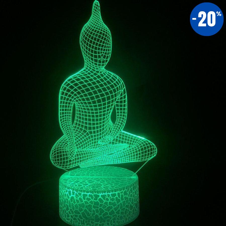 Superbe Lampe Bouddha Hologramme méditation 3D