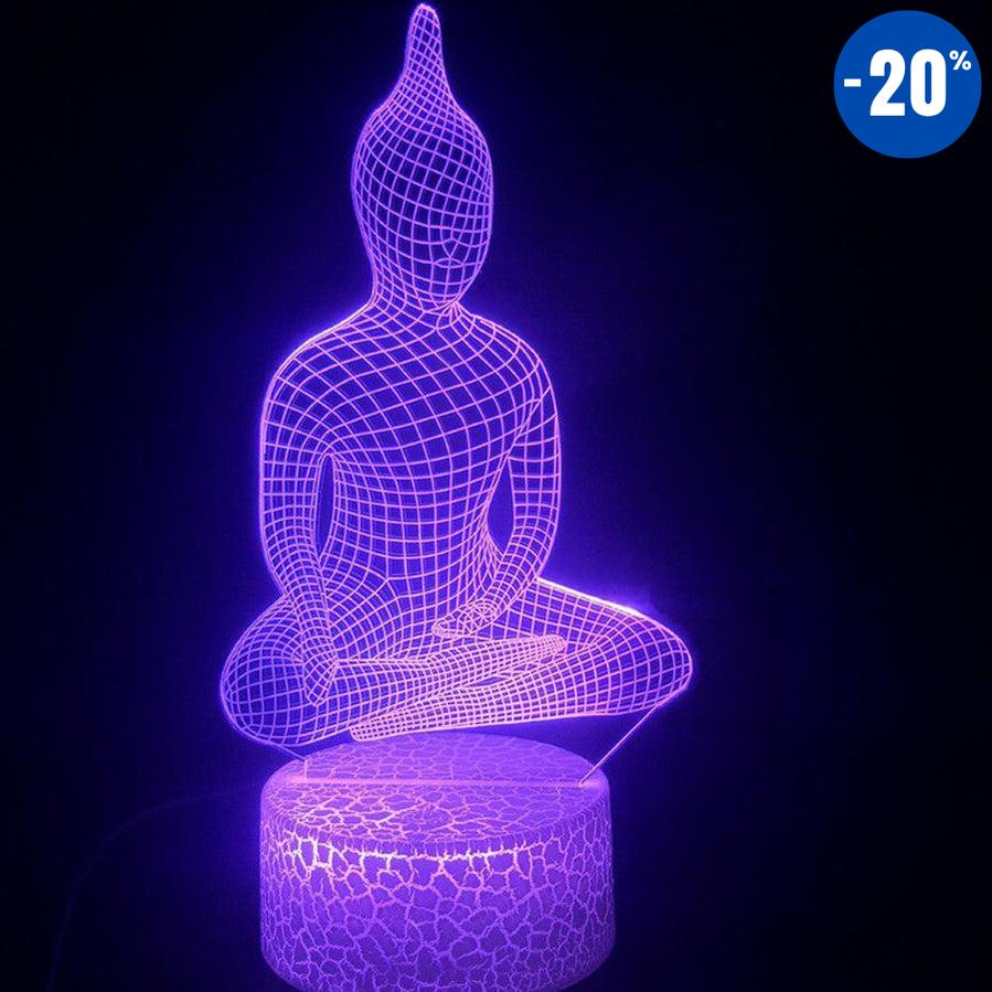 Superbe Lampe Bouddha Hologramme méditation 3D