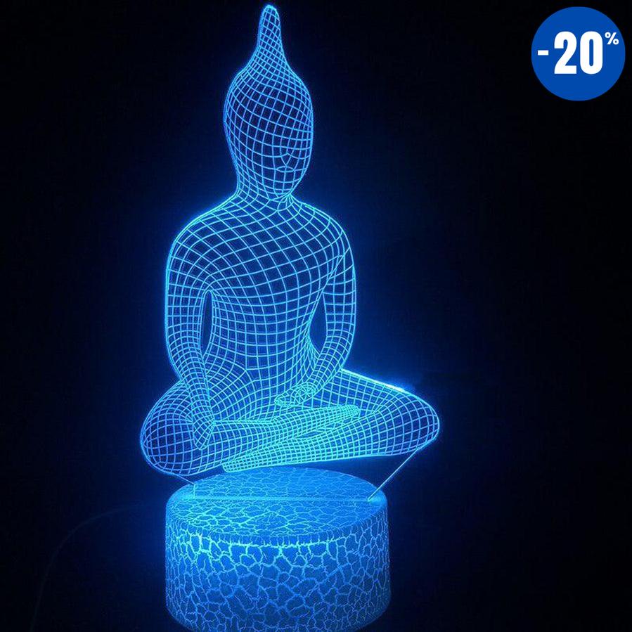 Superbe Lampe Bouddha Hologramme méditation 3D