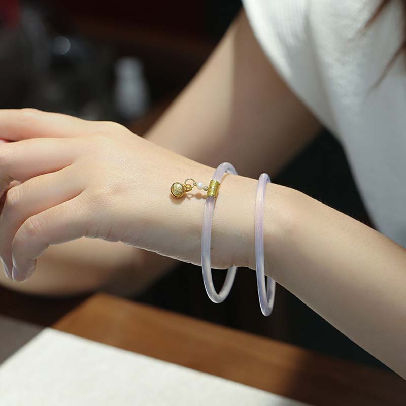 Bracelet Succès en Jade Cyan & Jade Blanc 58 mm | Harmonie & Équilibre Symbolique