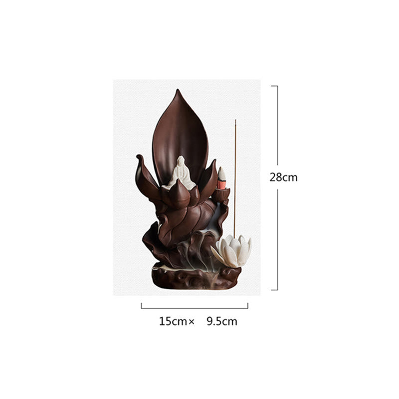 Brûleur d’Encens Bouddha Lotus en Argile Violet – Porte-Encens Zen & Méditation