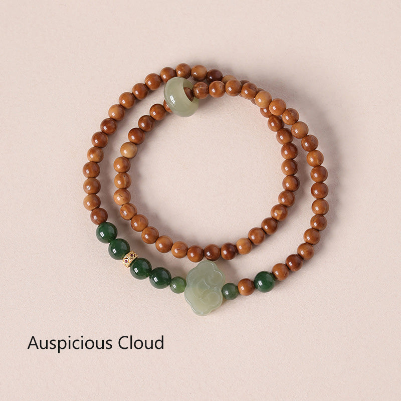 Bracelet Dalagan Sculpté – Bois d’Agar de Kalimantan & Pierres Naturelles
