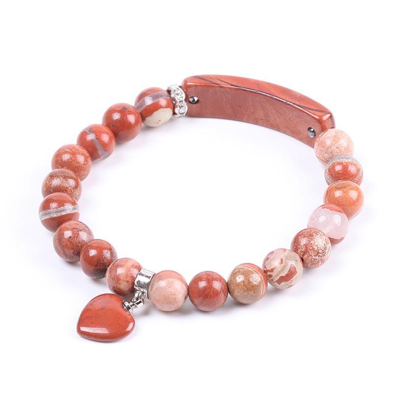 Bracelet en Améthyste Naturelle Forme Cœur 8 mm, Perles Artisanales
