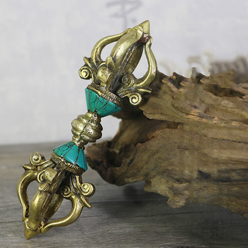 Vajra Dorje Tibétain en Cuivre Cinq Branches Fait Main | Outil Spirituel de Méditation