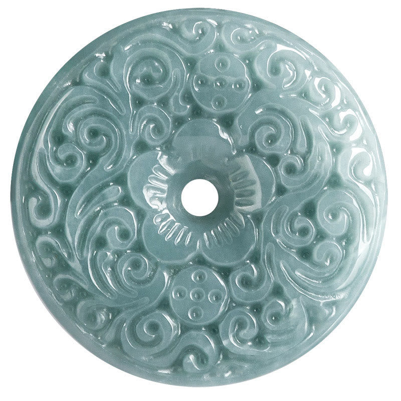 Pendentif Fleur de Jade Vert, Boucle de Paix & Harmonie