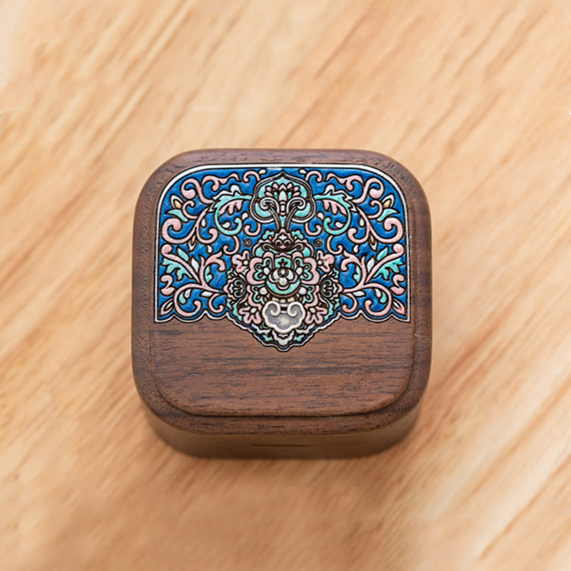 Boîte de rangement de bijoux en bois de noyer noir fait à la main rétro, boîte-cadeau en bois de feuille