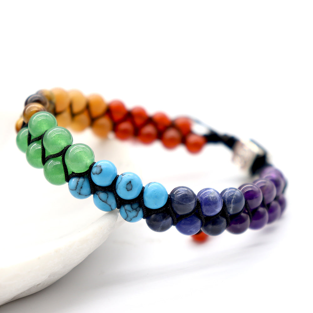 Bracelet Chakra Ajustable en Pierres Naturelles 6 mm (7 Chakras)