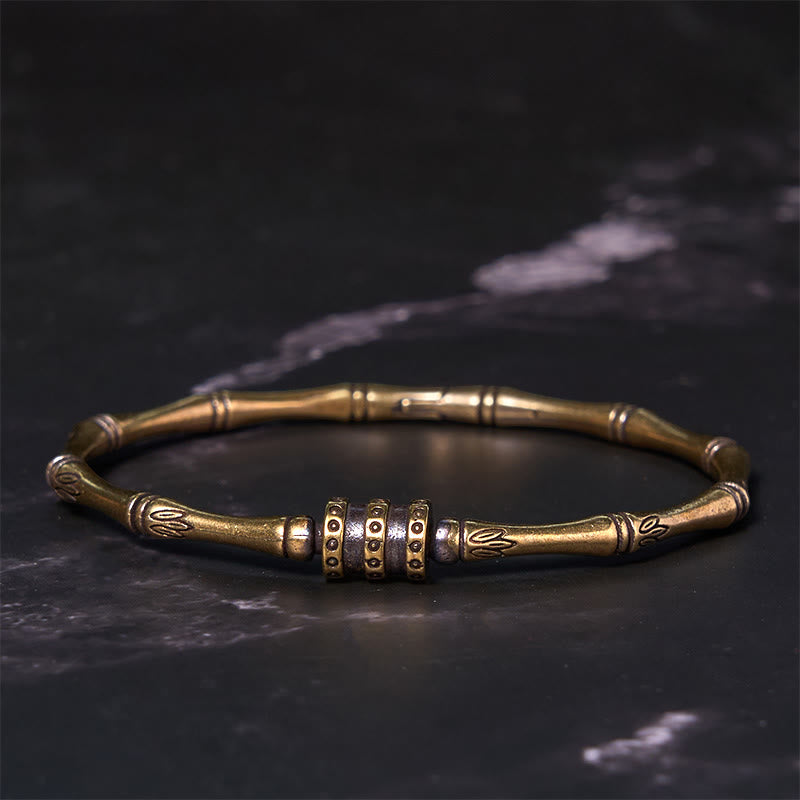 Bracelet Jonc Lotus en Cuivre & Bambou – Ajustable – Symbole de Paix et d’Éveil