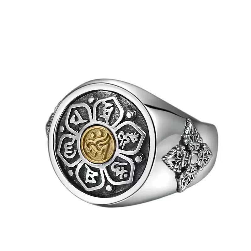 Bague Rotative Ajustable Om Mani Padme Hum en Cuivre – Anneau de Méditation Unisexe