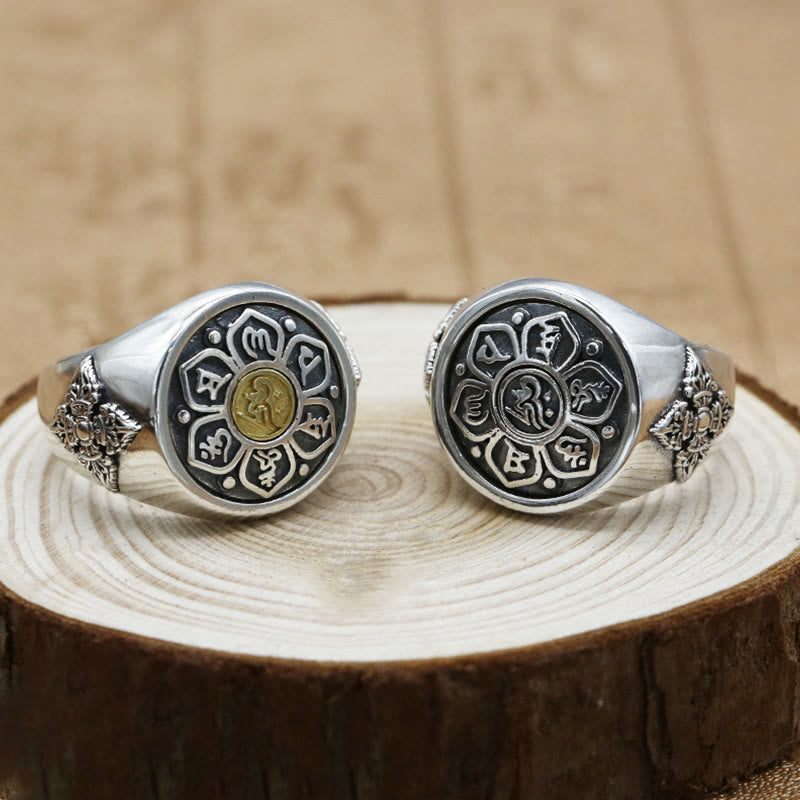 Bague Rotative Ajustable Om Mani Padme Hum en Cuivre – Anneau de Méditation Unisexe