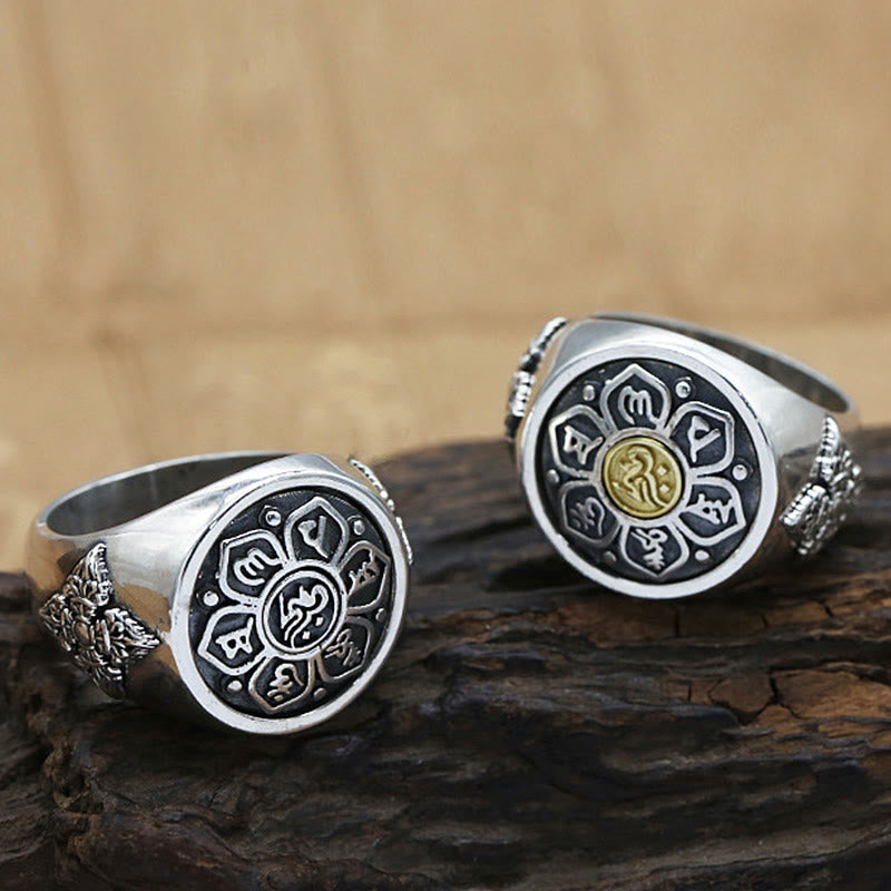 Bague Rotative Ajustable Om Mani Padme Hum en Cuivre – Anneau de Méditation Unisexe