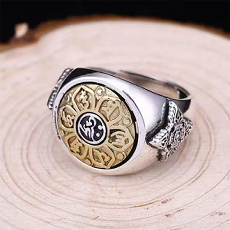 Bague Rotative Ajustable Om Mani Padme Hum en Cuivre – Anneau de Méditation Unisexe