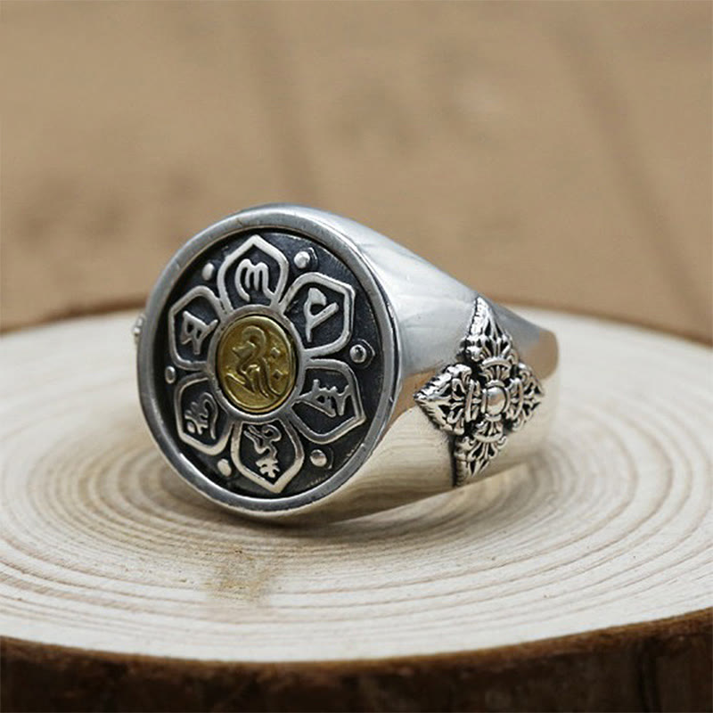 Bague Rotative Ajustable Om Mani Padme Hum en Cuivre – Anneau de Méditation Unisexe