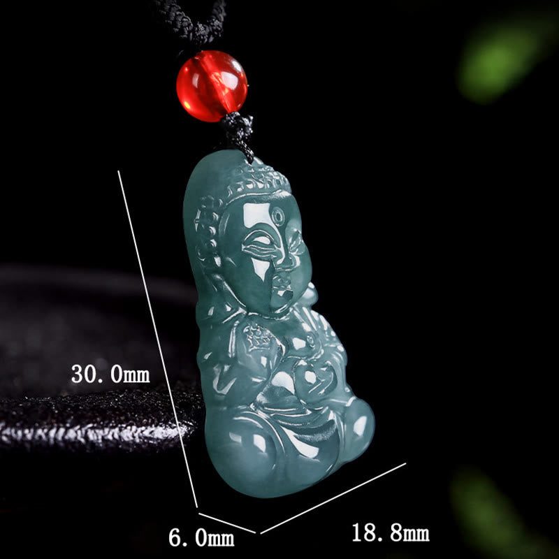 Collier Bouddha de la Prospérité en Jade Naturel Ajustable