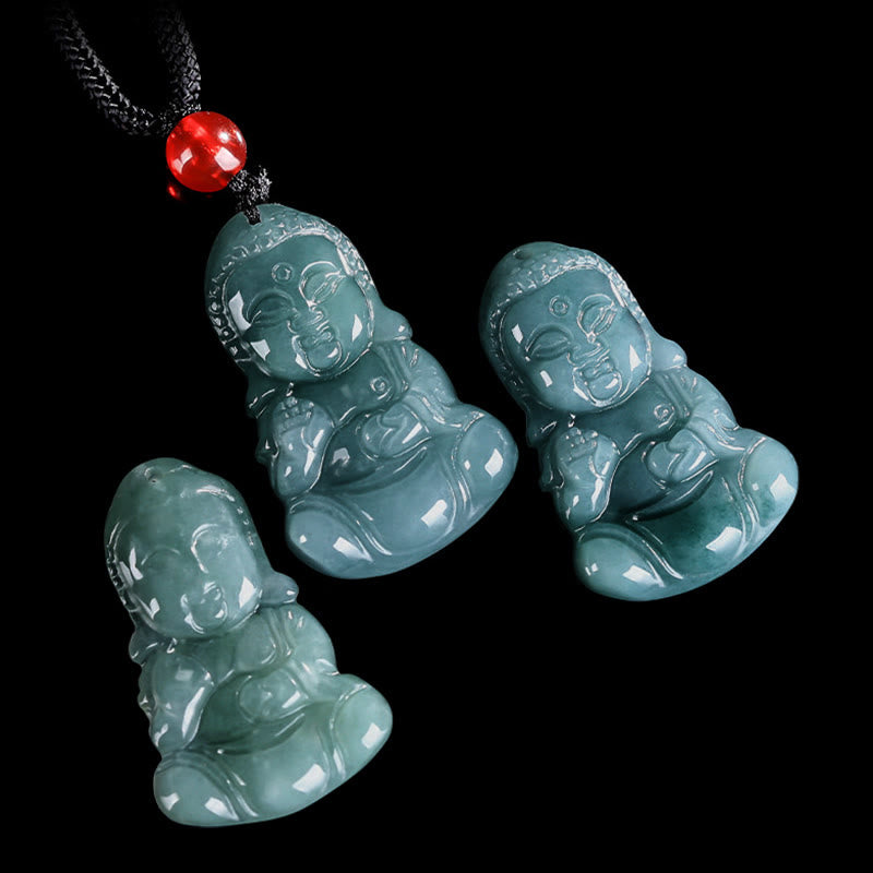 Collier Bouddha de la Prospérité en Jade Naturel Ajustable