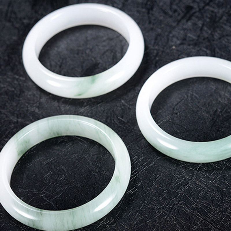 Bracelet Jonc Porte-Bonheur en Jade Naturel Véritable