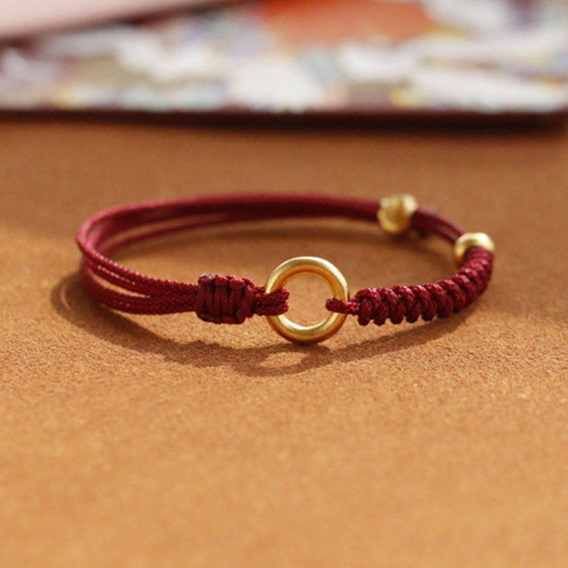 Bracelet Fil Rouge Ajustable avec Boucle de Paix, Protection & Chance