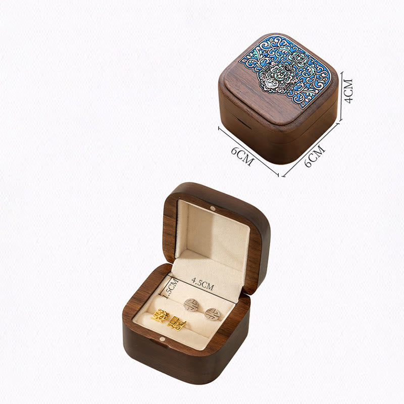 Boîte de rangement de bijoux en bois de noyer noir fait à la main rétro, boîte-cadeau en bois de feuille