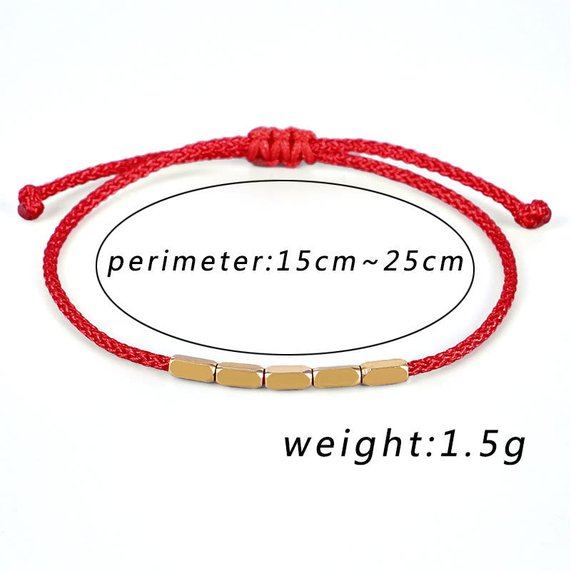 Bracelet de Protection en Fil Rouge & Perles de Cuivre, Ajustable
