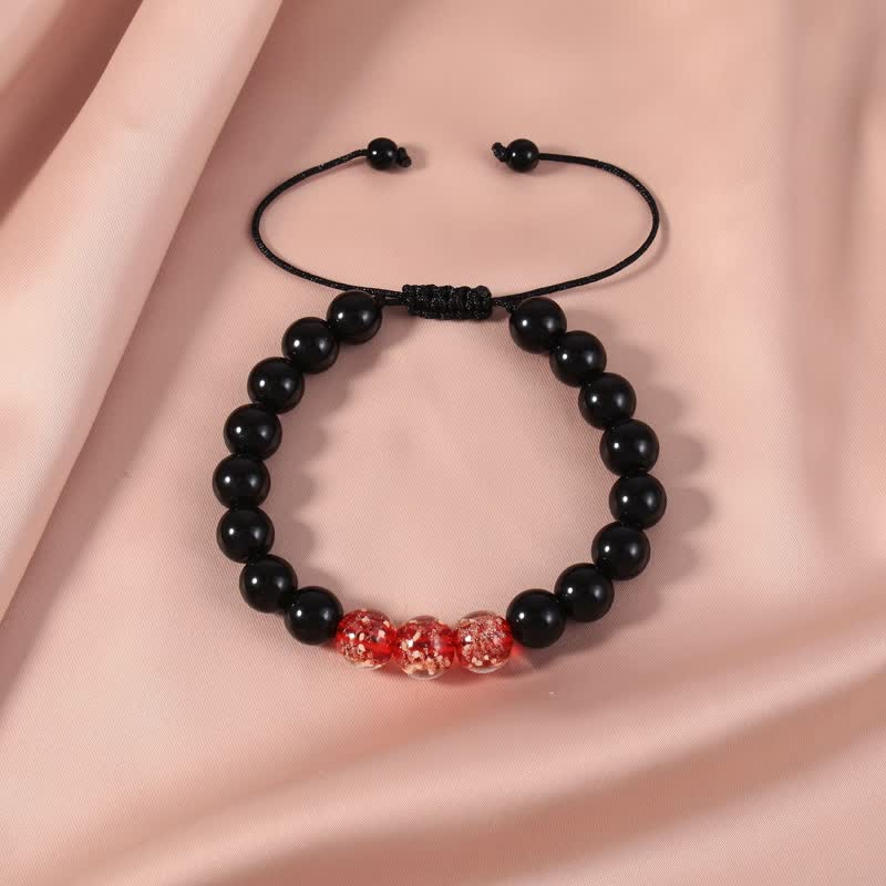 Bracelet Force en Obsidienne Noire 10 mm & Pierre Lumineuse | Protection & Ancrage