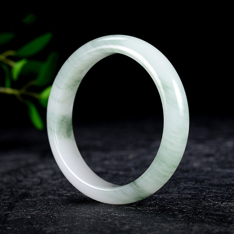 Bracelet Jonc Porte-Bonheur en Jade Naturel Véritable