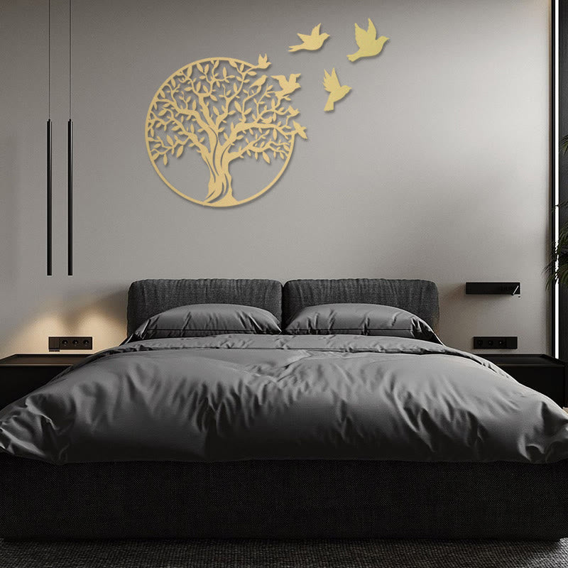 Pierre Arbre de vie Oiseaux Signe Cadeau de pendaison de crémaillère Art mural de l'unité